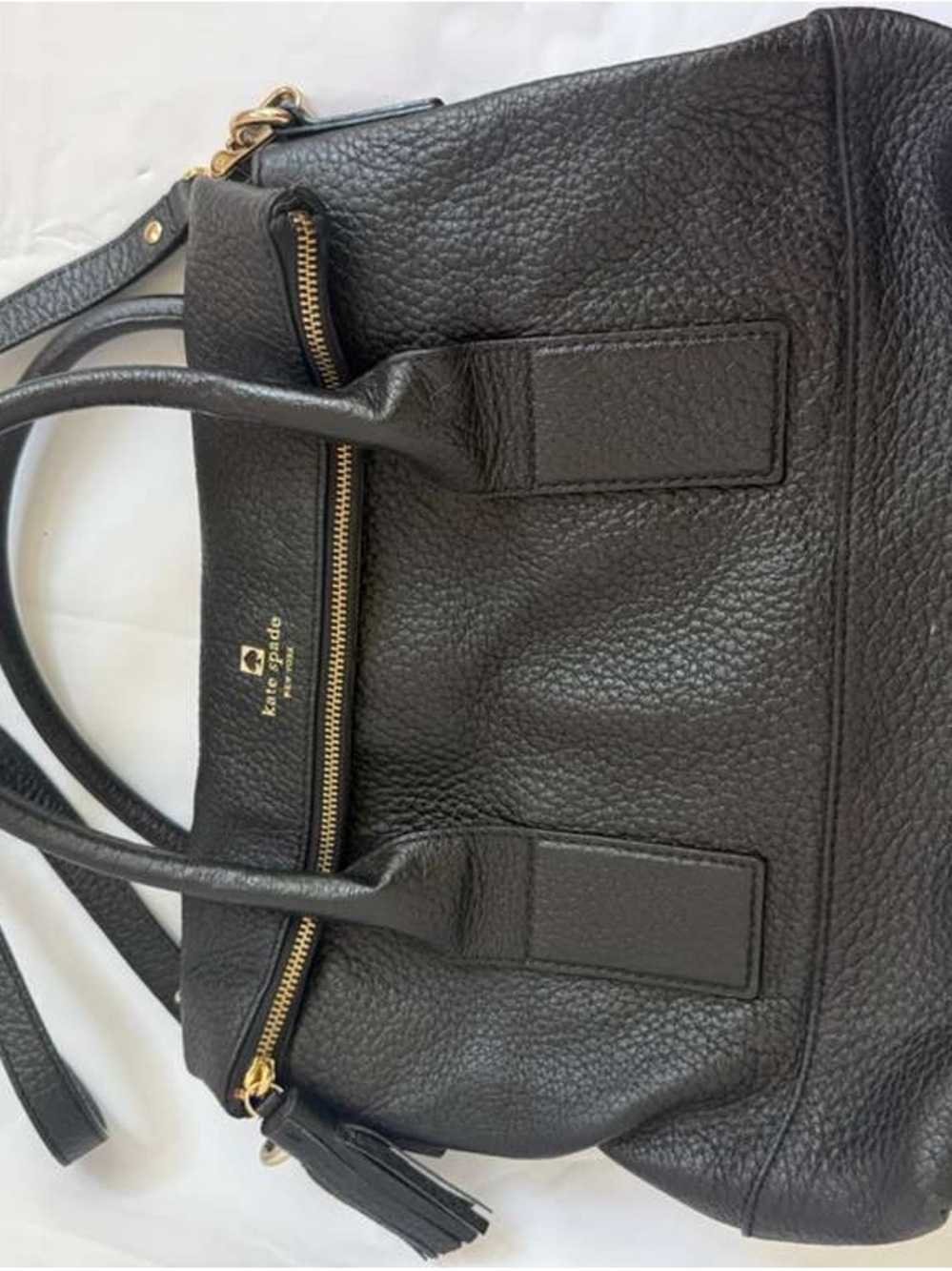 kate spade Black Pebbled Leather Shoulder Bag with Gold Hardware